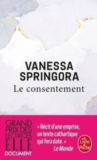 Couverture de Le consetement de Springora, effet marbré avec des liants dorées