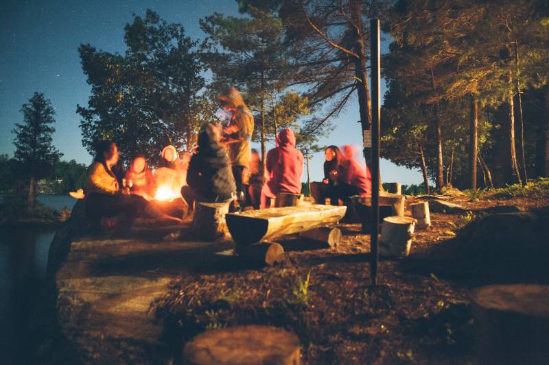 photo de campeurs autour d'un feu
six versions résumé livre policier spoil